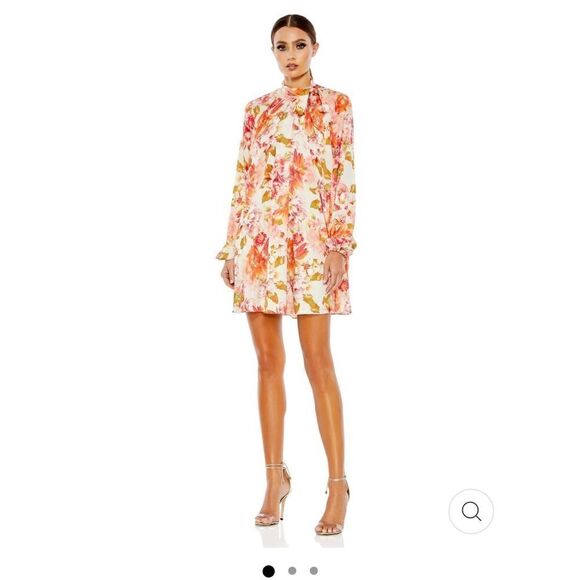 NEW Mac Duggal  leena floral print high neck women’s flowy mini dress size 4 - Picture 4 of 14